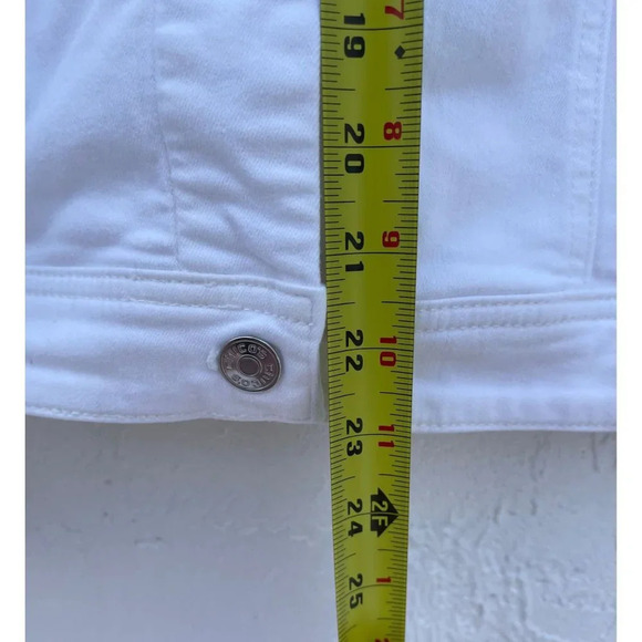 Chicos Womens Long Sleeve Floral Embroidery Jean Jacket White Sz 4 - Picture 6 of 12